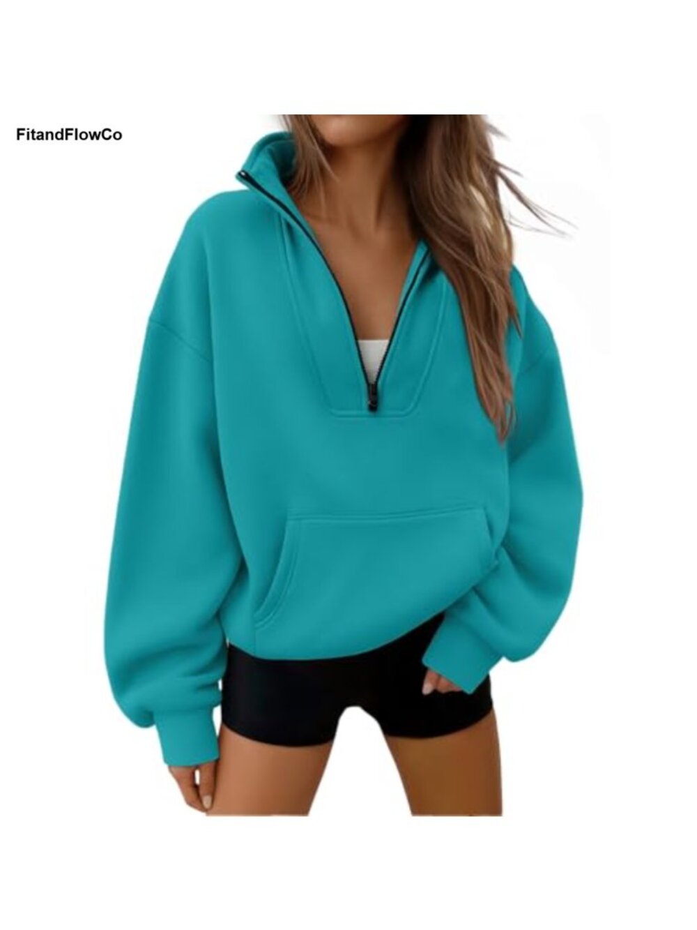 Quarter Zip Pullover Hoodie Fleece Lined Sweatshirt Workout Casual